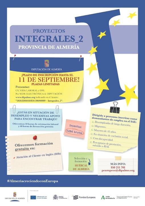 ¡Nueva oportunidad de formación y empleo en Huércal de Almería!