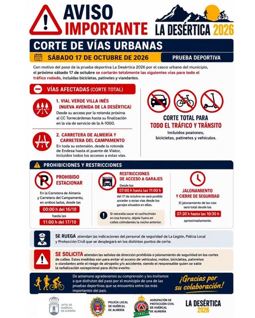 Corte de vías urbanas por La Desértica 2026