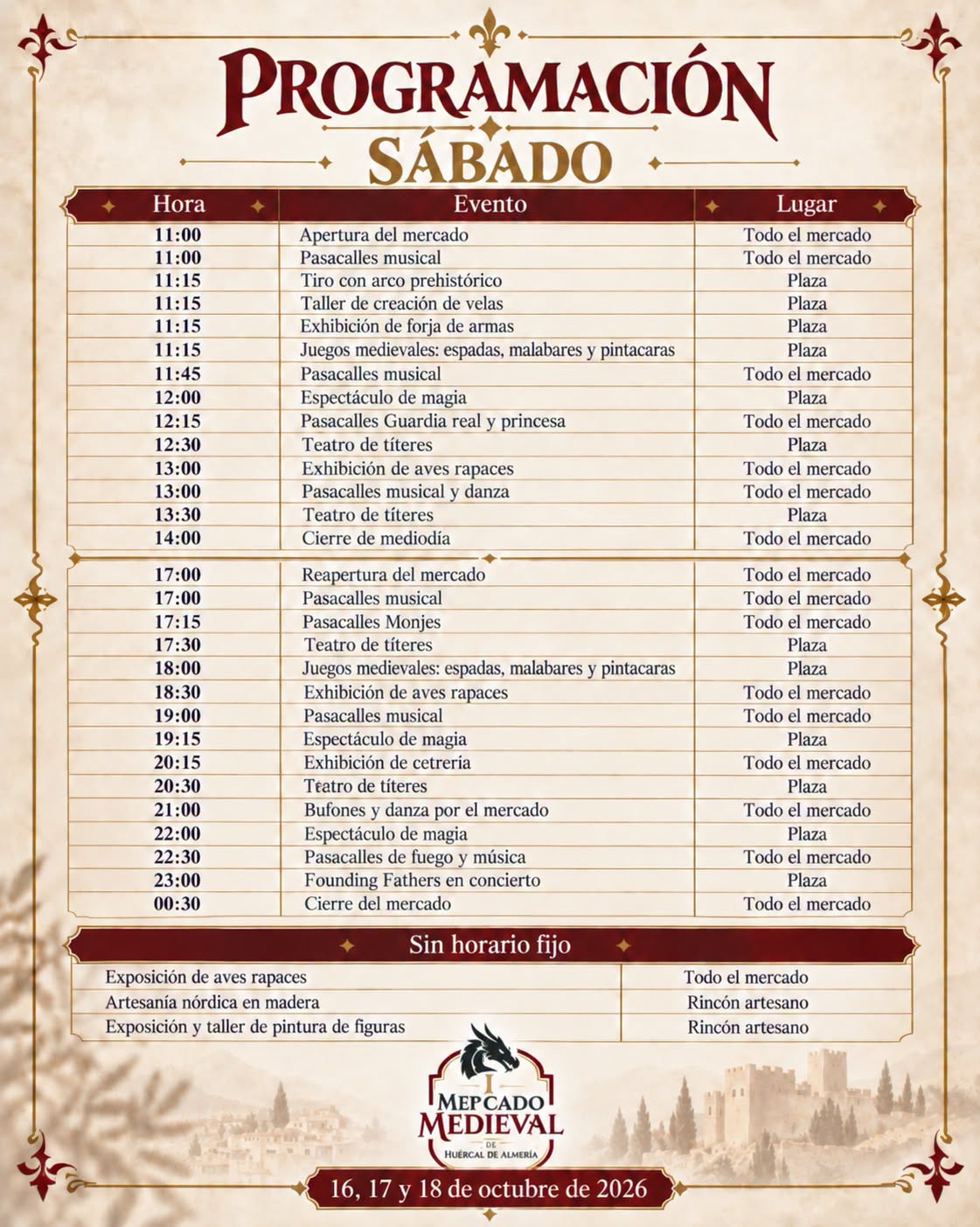Programación del Sábado